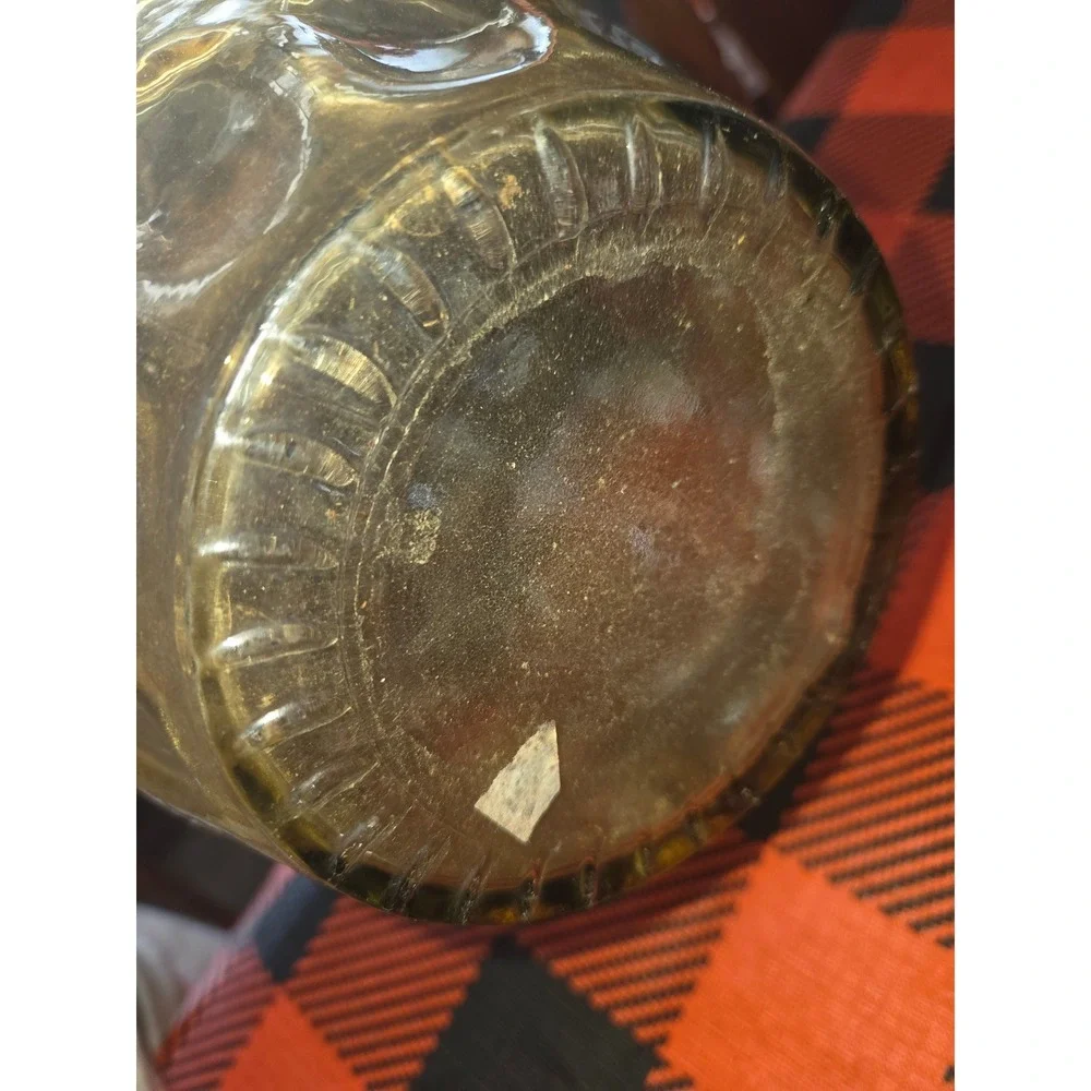Amber Glass Dimpled Thumbprint Teardrop Vase Mid Century Modern Style Decorative